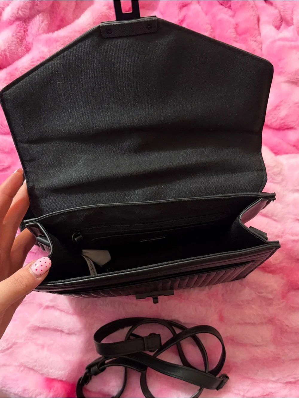 Quilted Top-Handle Satchel Bag in Black